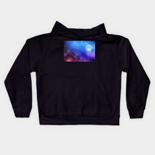 Full moon on dreamy night sky Kids Hoodie